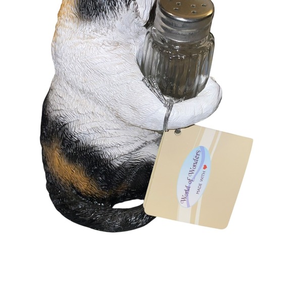 Cat Salt and Pepper Glass Shaker Holder Set Decor Kitchen New! - Picture 3 of 8